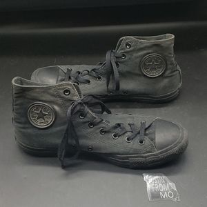 Black on black Converse All Star Chuck Taylors hi